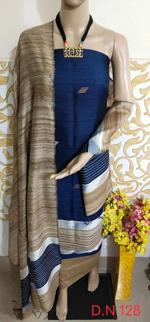 Traditional Tussar Dupion Silk Suit Material for Women